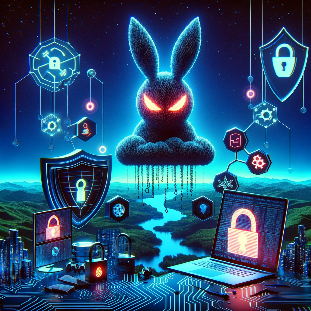 An image that illustrates the concept of advanced cybersecurity threats, with a focus on a new, sophisticated malware called BunnyLoader 3.0.