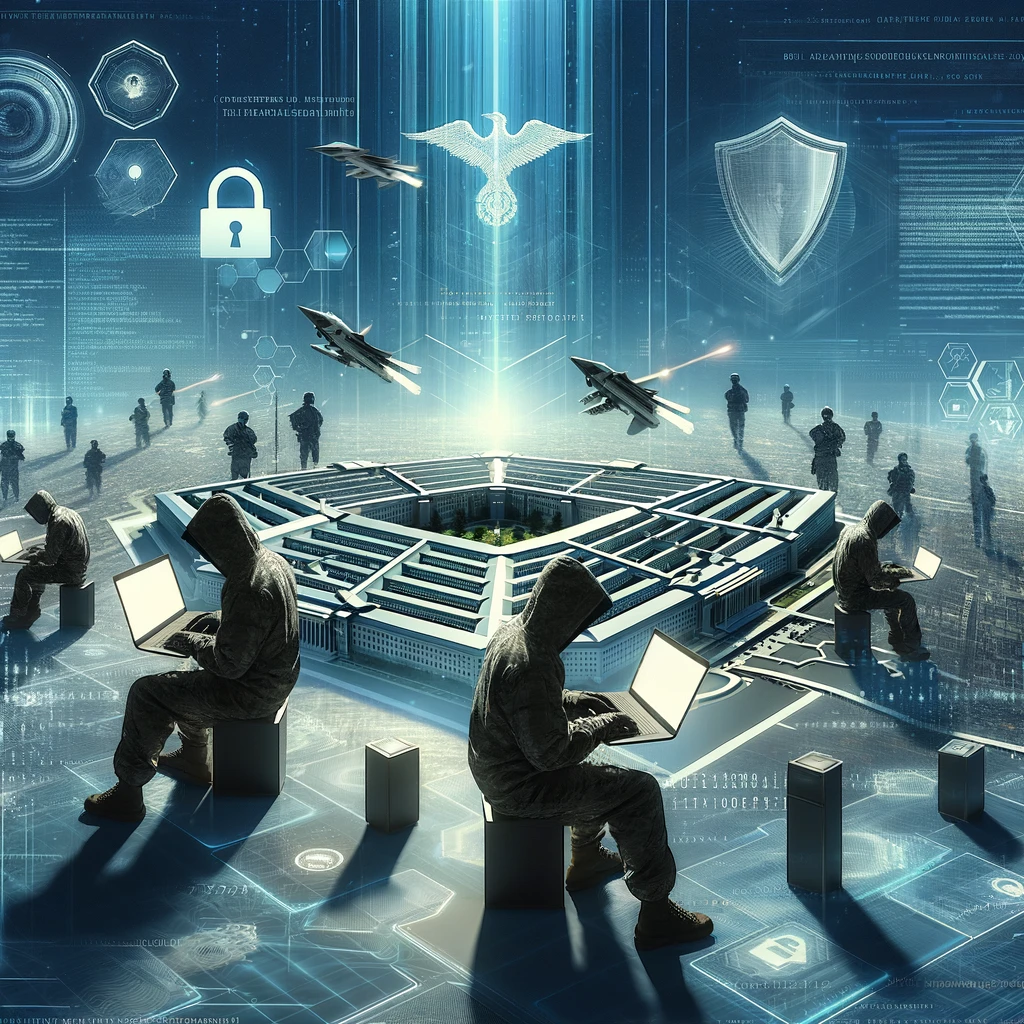 A dynamic and visually engaging image that combines elements of cybersecurity, ethical hacking, and defense. Imagine a futuristic digital landscape.